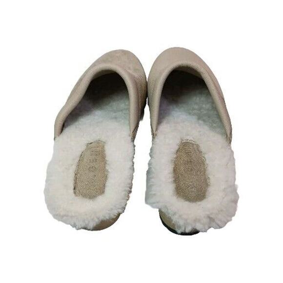 M Gemi Greta Shearling Mule Clog 7.5 US 38 EUR Platform Studded Beige Suede - Picture 4 of 7